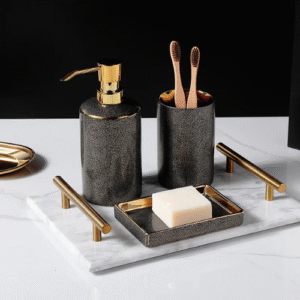 Gold Ceramic Bathroom Accessories Set